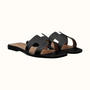 Hermes Oran Sandal Black Sz 7.5